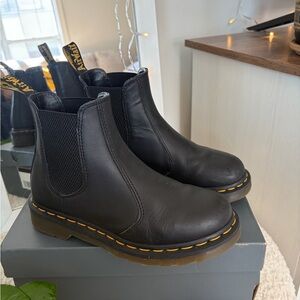 Dr. Martens Black Chelsea Chukka Boots with Yellow Stitching